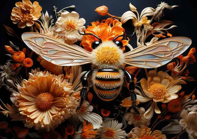 The Role of Bees in Flower Pollination | Metal Poster