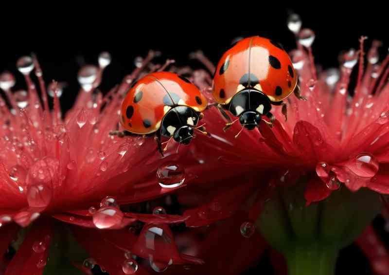 The Scarlet Wanderer Ladybug on a Flower | Di-Bond