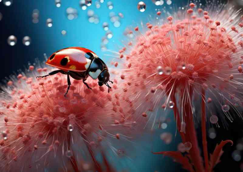 Tiny Guardians Ladybugs on a Wildflower | Metal Poster