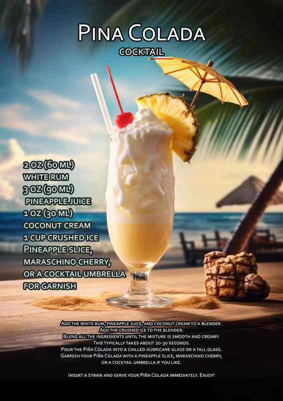 Pina Colada Classic Cocktail Drink | Poster