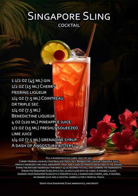 Singapore sling Cocktail Drink | Poster