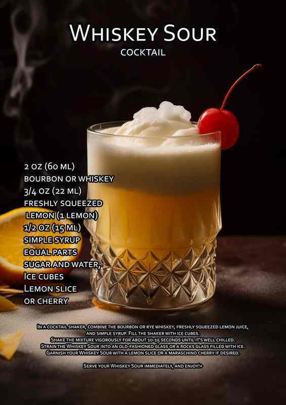Whiskey sour Cocktail Drink | Poster