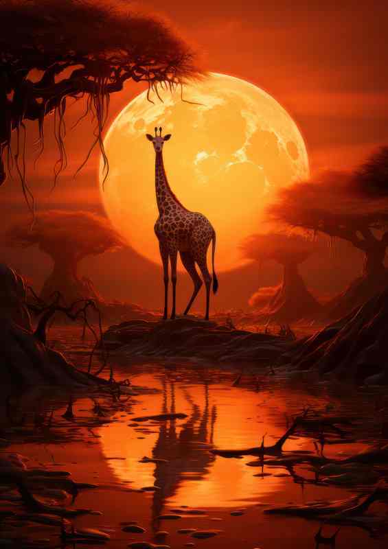 Giraffe Reflections Canvas