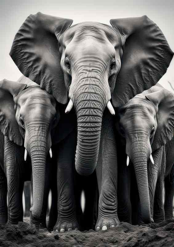 A Hurd Of Elephants on a stand off | Canvas