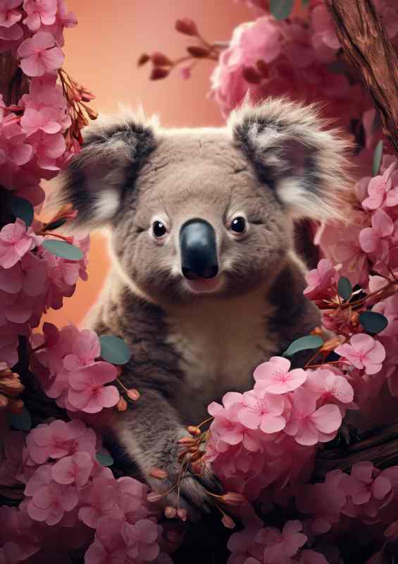A Koala sitting in beautiful bloom | Di-Bond
