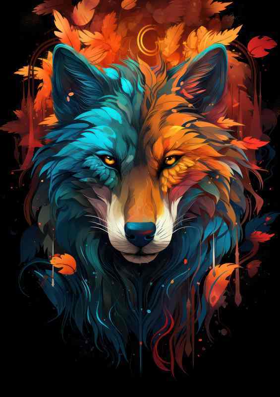 A colourful wolf art style | Di-Bond