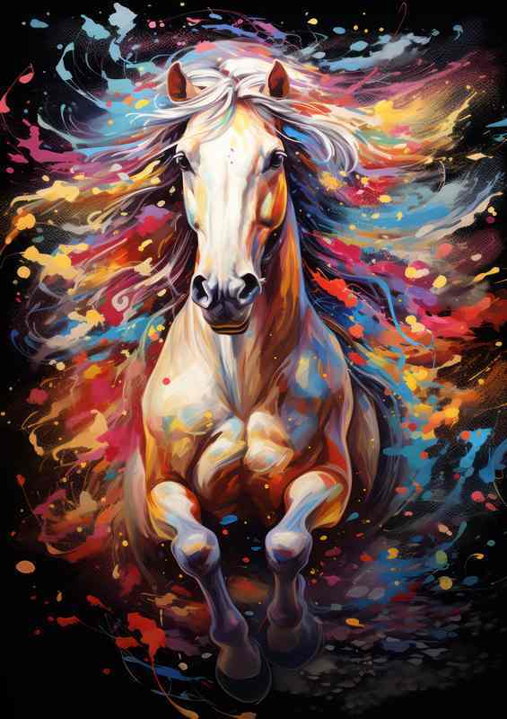Beautiful Horse running with a fantastic colour pallette | Di-Bond