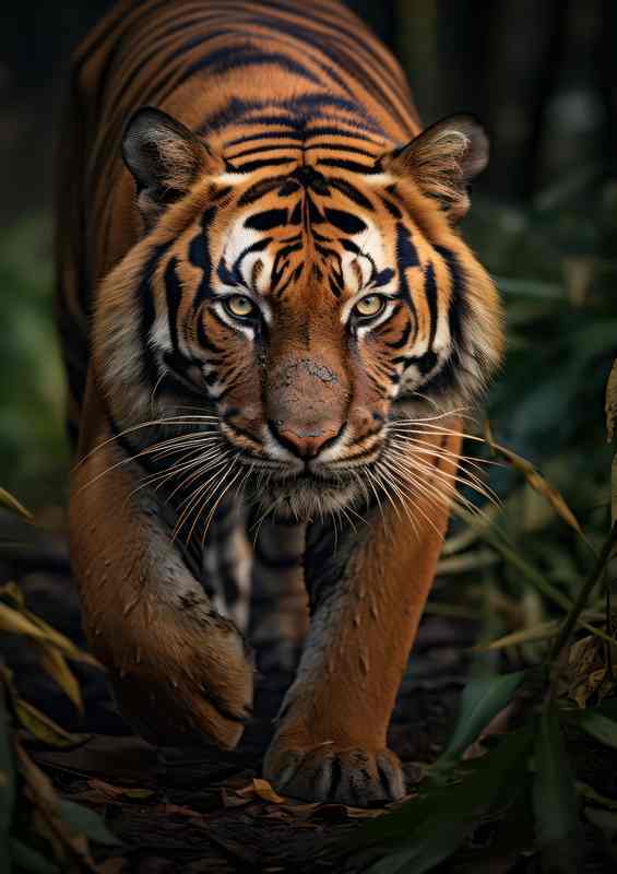 Big Cat Tigher walking the the woods | Metal Poster