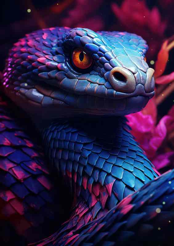 Blightly coloured snake with purples and blue tones | Di-Bond