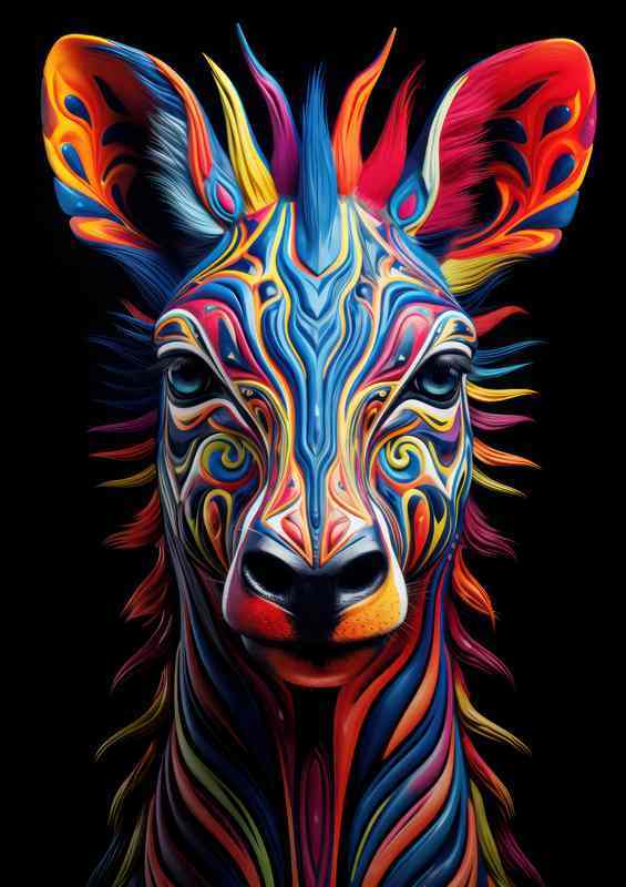 Coulurful Stripes on a zebra abstract art style | Metal Poster