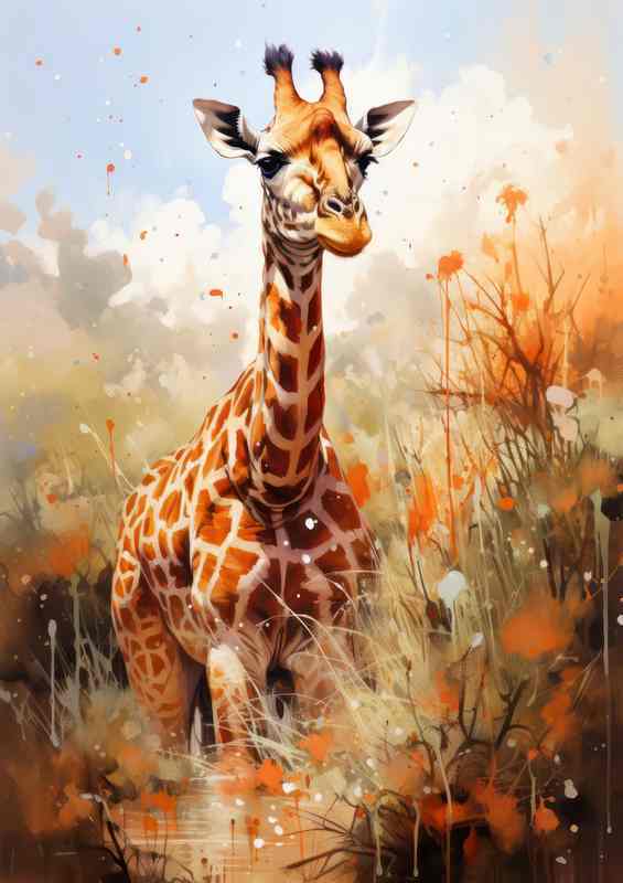 Giraffe In the wild on the african savanna | Poster