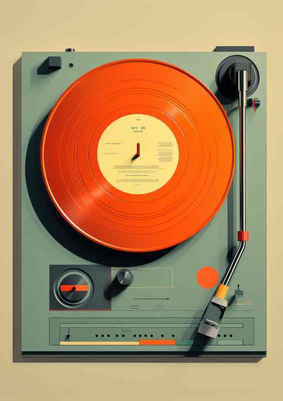 Illustration of a record in a gray color | Poster