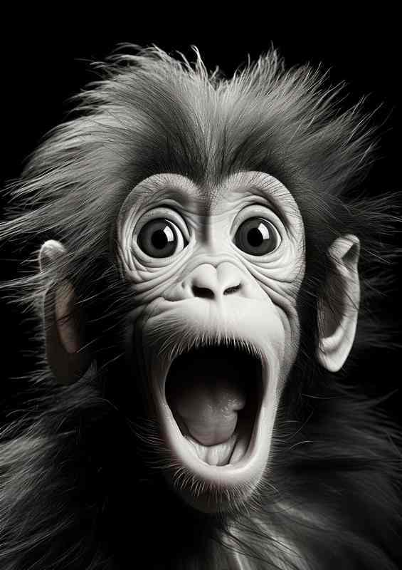 Orangutan baby with his mouth open | Canvas