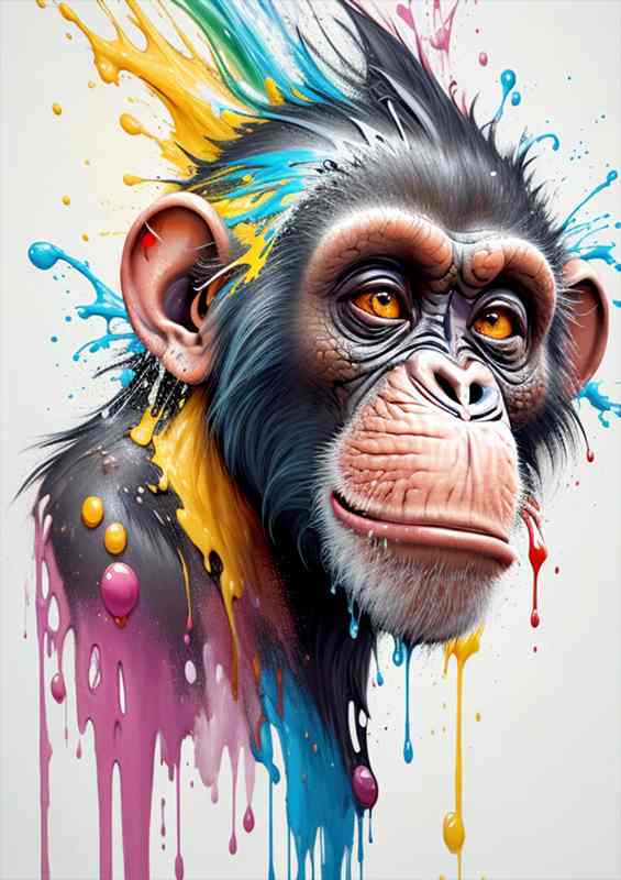 Primate Palette monkey surrounded by splash art | Poster
