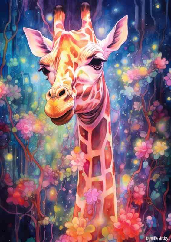Rainbow Giraffe Rhapsody pastel coulurs | Di-Bond