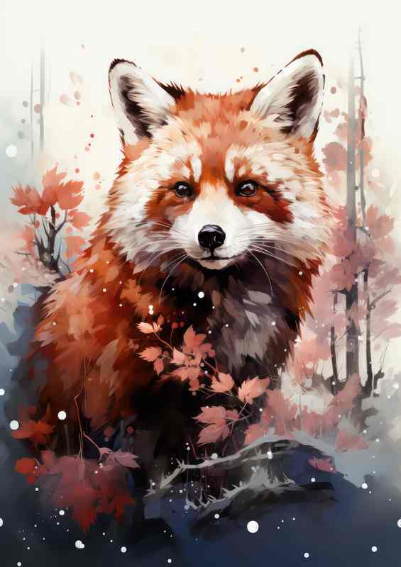 Red Panda watercolours in the forest | Canvas