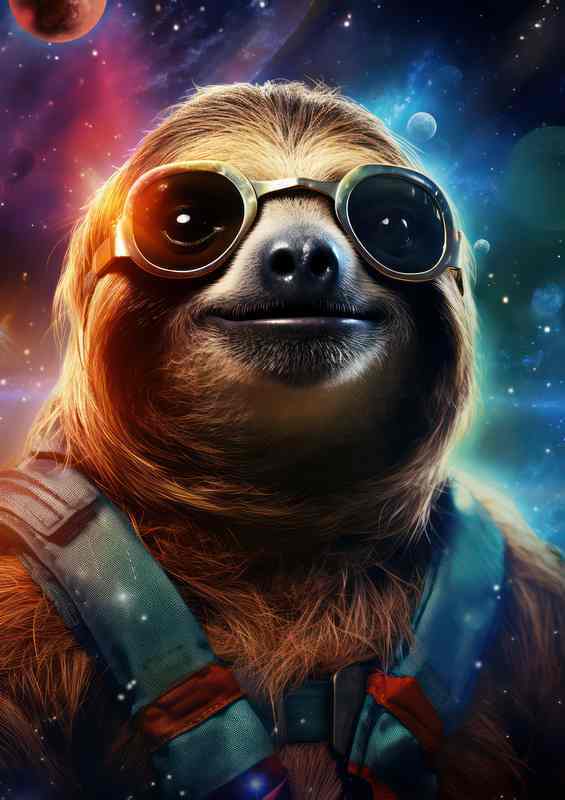 Sloth in space wearing glasses very hip | Poster