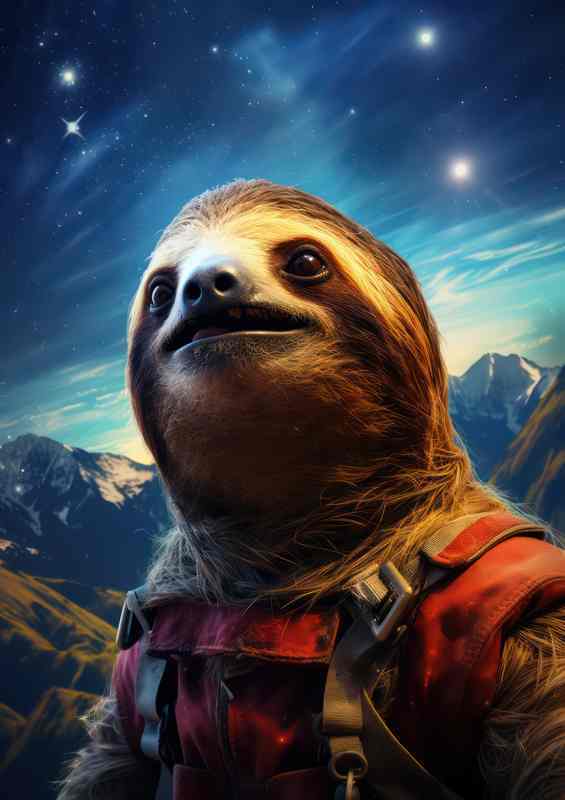 Space sloth looking up at the starry night | Canvas