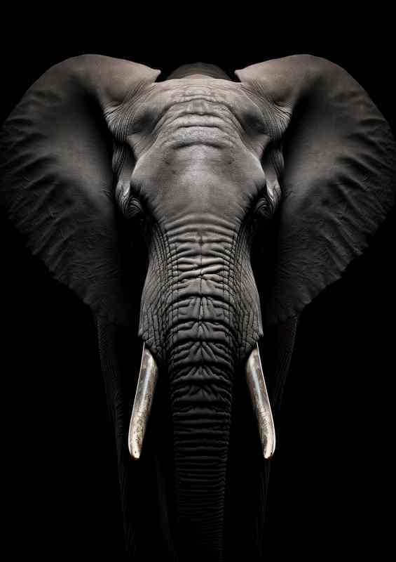 Sturdy Face Elephant in black and white | Poster
