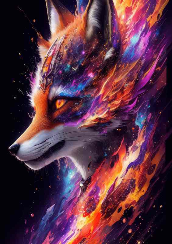 The Amazin coulurs Of The Sly Fox In Splash style | Canvas