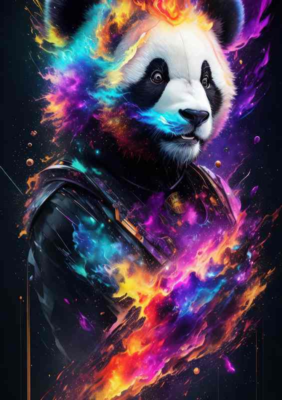 The Amazing Panda nestled in amazing colours | Canvas