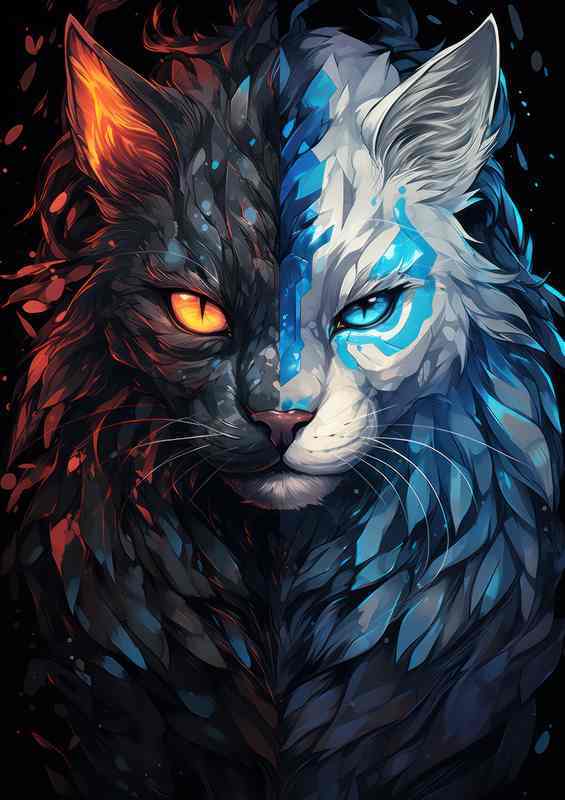 The Anime cats mixed black and blue | Di-Bond