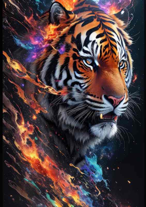 The Majestic Tiger King of the Jungle in splash art style | Di-Bond