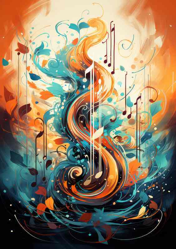 Music note in the style of colorful splash | Poster