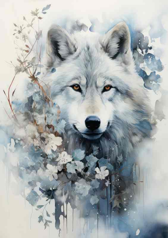 The Winter Wolf By the trees | Di-Bond