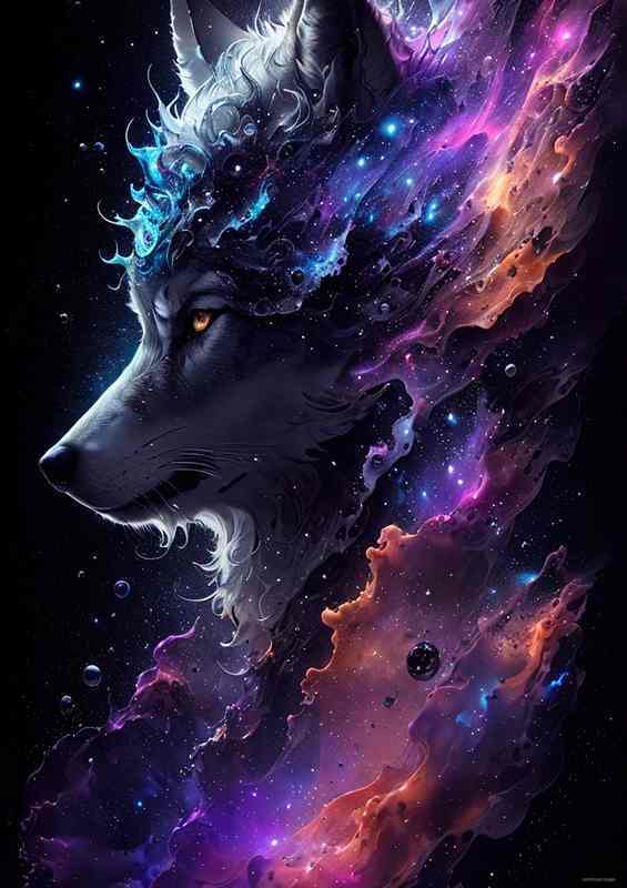 The Wolf deep in vebula coulurs splash art style | Di-Bond