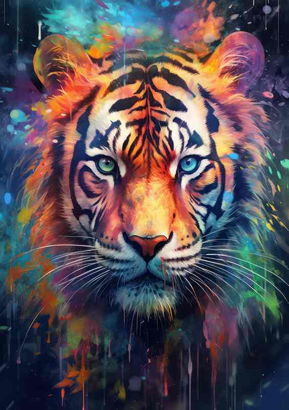 Vibrant Vanguard of colours the tiger embrased | Poster