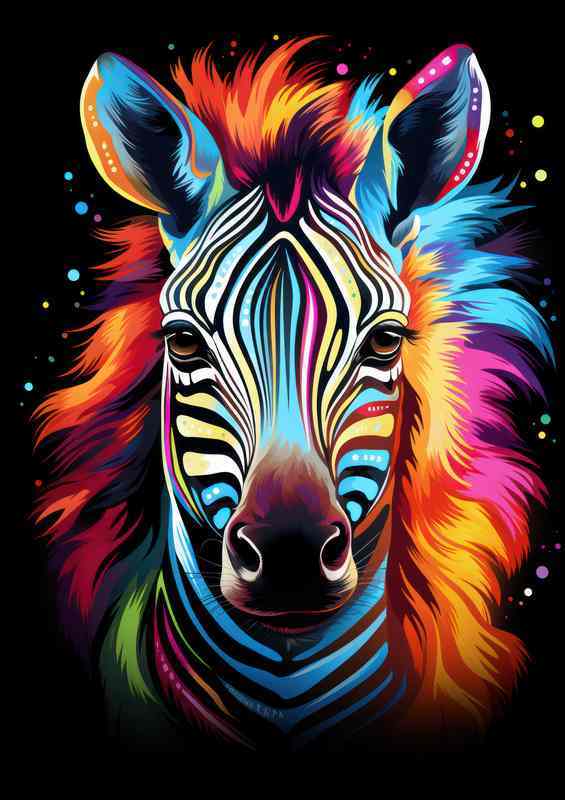 Zebra with coloured stripes abstract style | Di-Bond