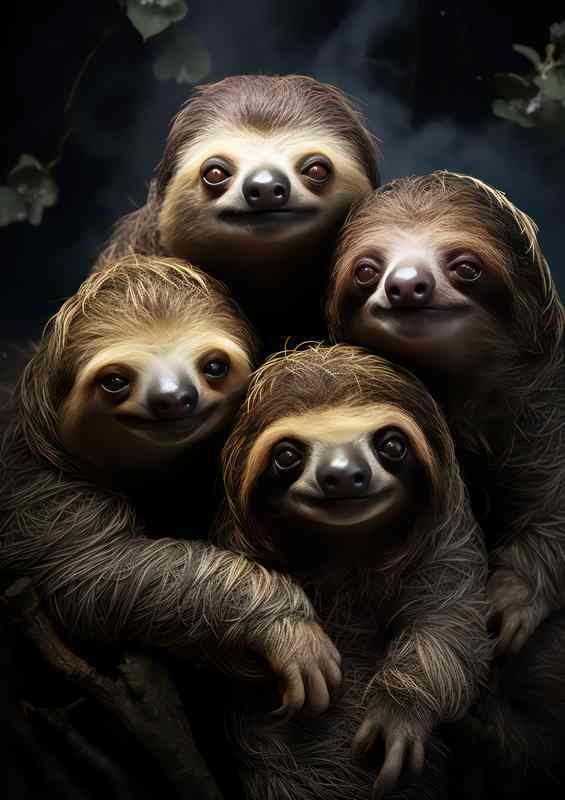 sloths hugging in the midnight sky | Poster