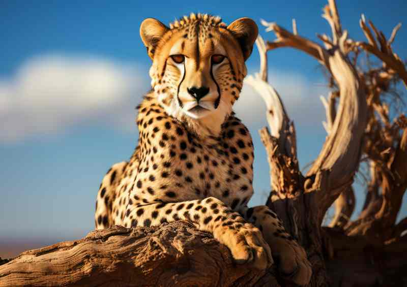 Cheetah in the treetop survaying the lands | Metal Poster