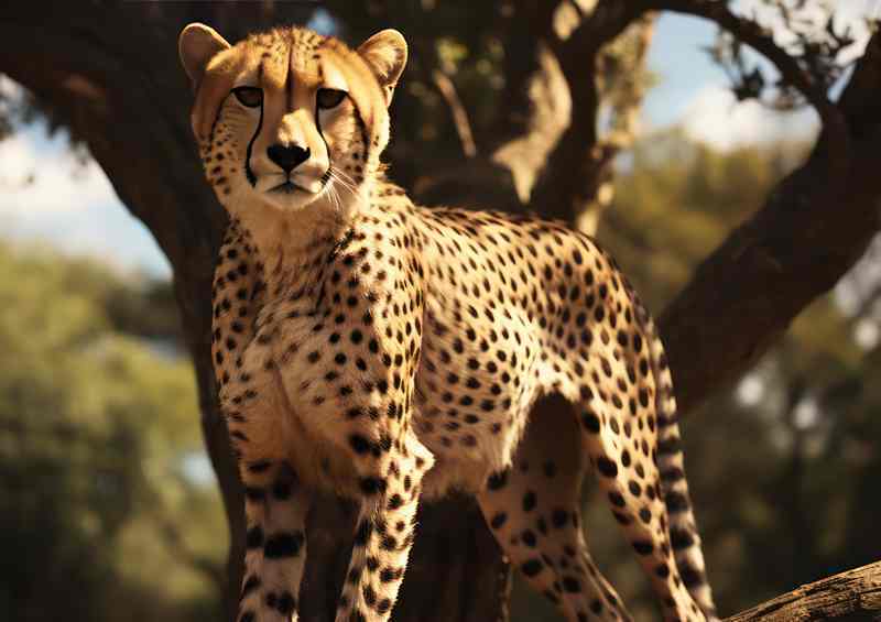 Cheetah standing in kenya with a tree behind | Canvas