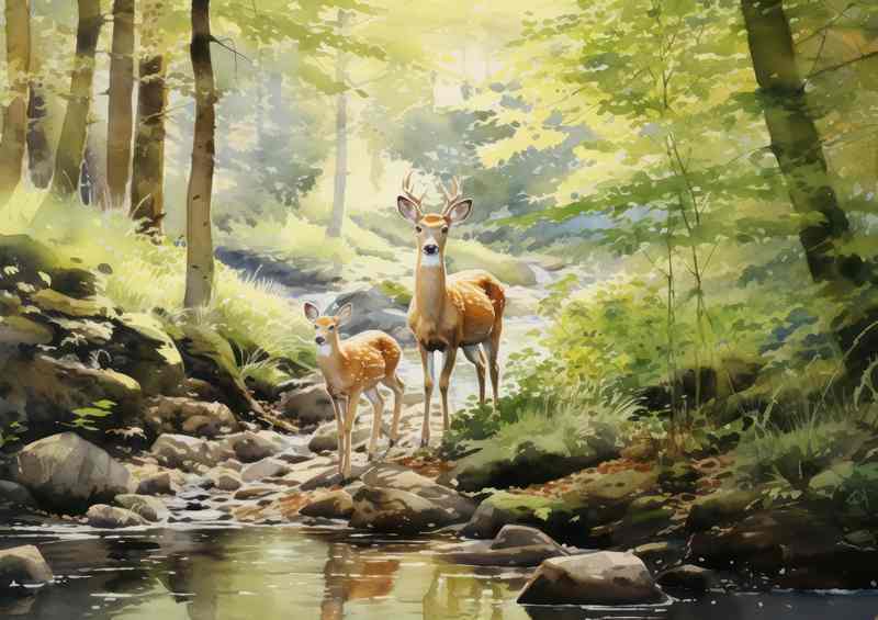 Exploring the Wilderness with Woodland Deer | Canvas