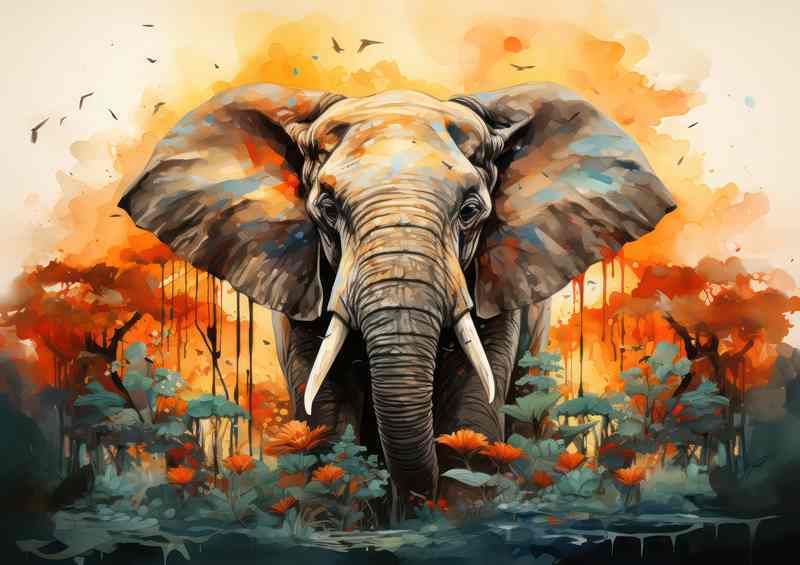 Exposure of A Elephant in the woodland trees | Canvas