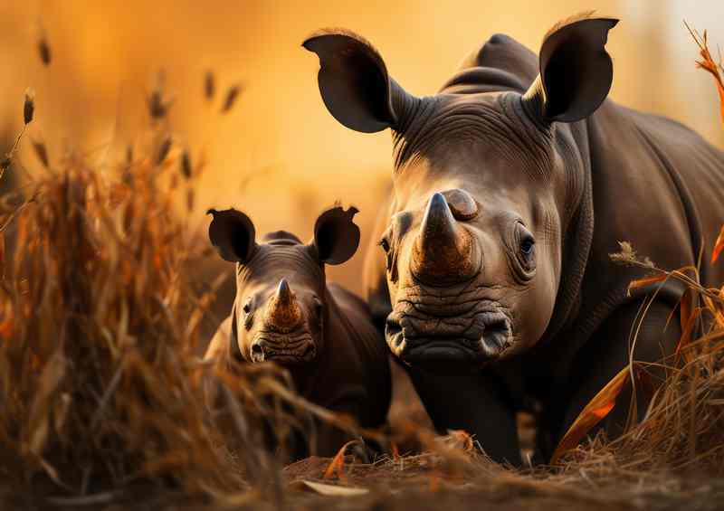 Rhinos in the Wild | Metal Poster