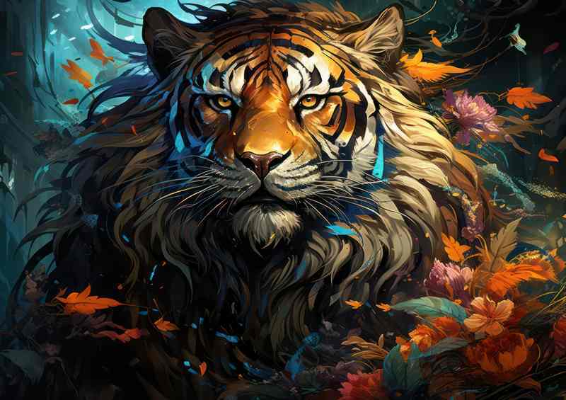 Tiger in the woodlands art style | Poster