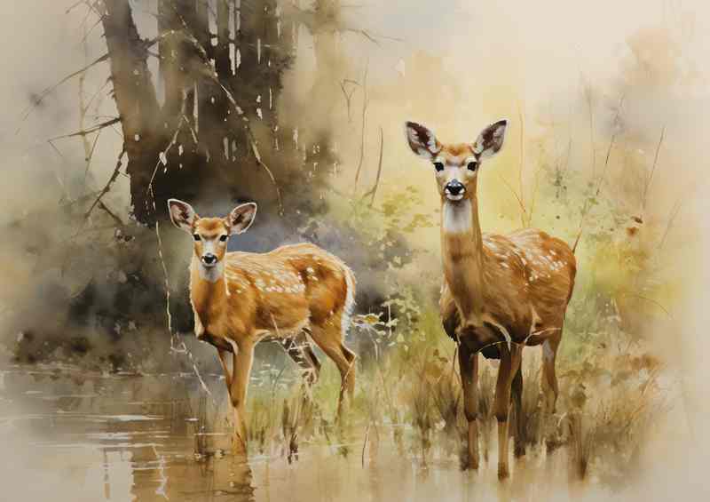 Woodland Symphony The Beauty of Deer in Nature | Metal Poster