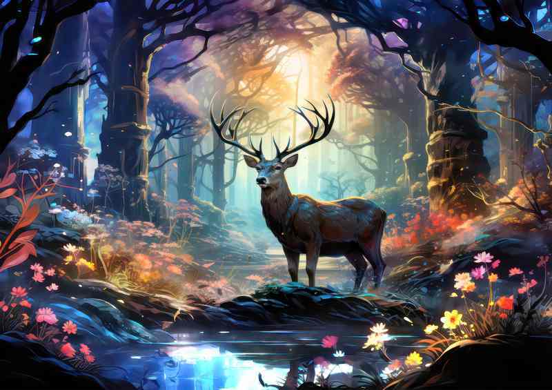 wild deer in the magical forest | Di-Bond