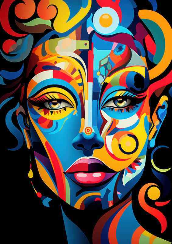 Abstract Artistry Vibrant Faces in a World of Color | Poster