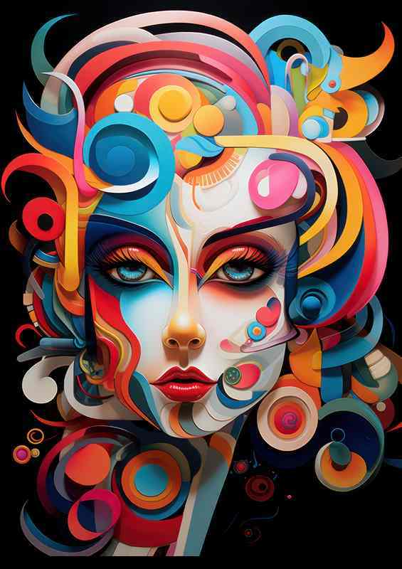 Abstract Visions Colorful Faces as Artistic Statements | Poster