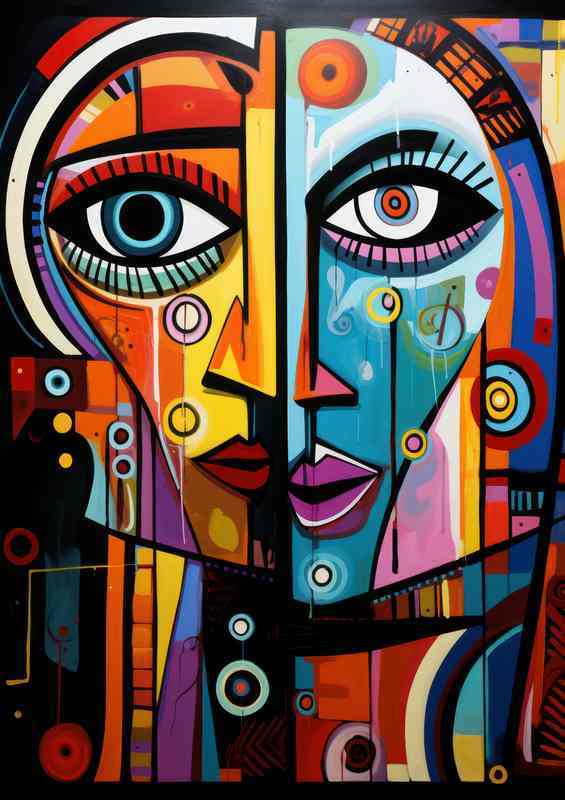 Chroma Chronicles Exploring Colorful Abstract Faces | Metal Poster