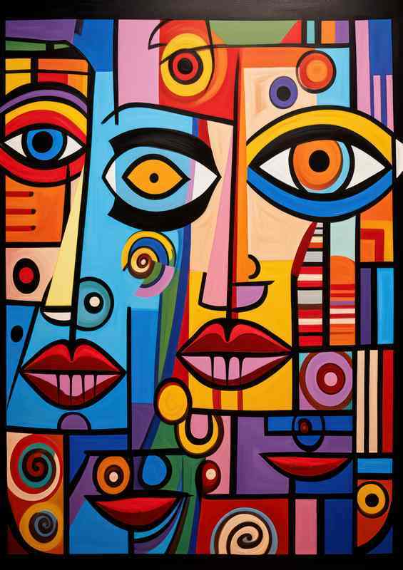 Colorful Facial Fantasies Abstract s Unveiled | Poster
