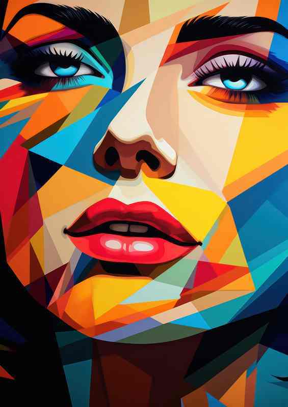 Ephemeral Emotions Abstract Faces in Vivid Hues | Poster