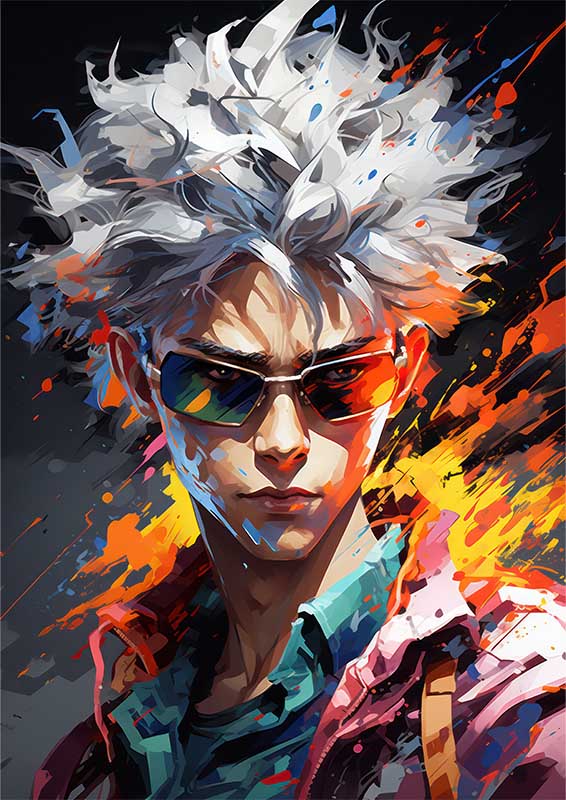 Kakashi Naruto style of with colours splash art | Metal Poster