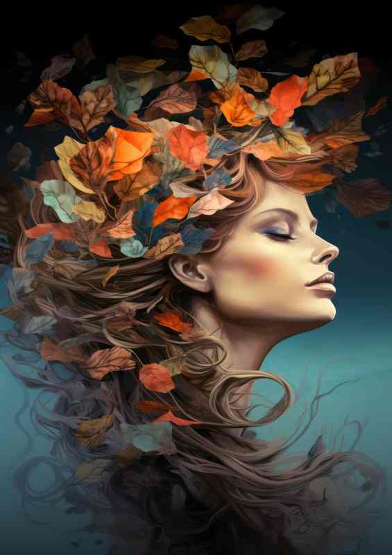 Woman with leaves in her hair | Poster