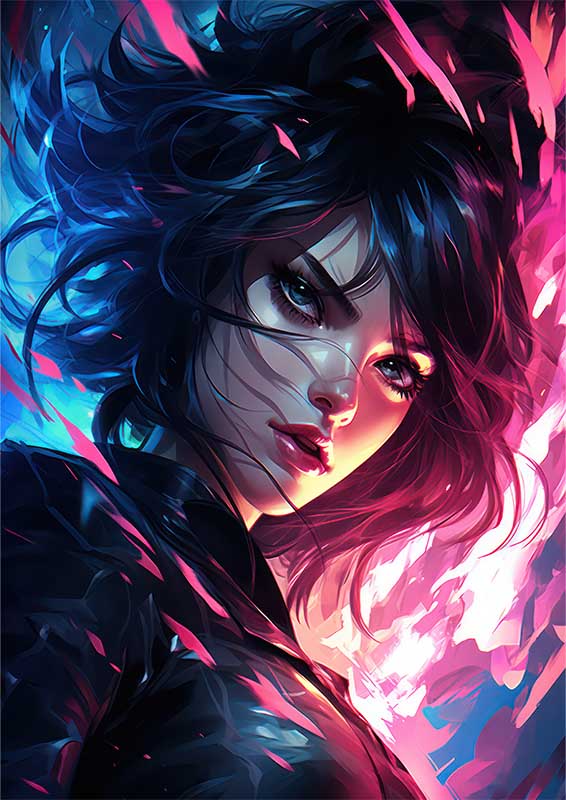 Lady in black with her hair is a vampire | Canvas