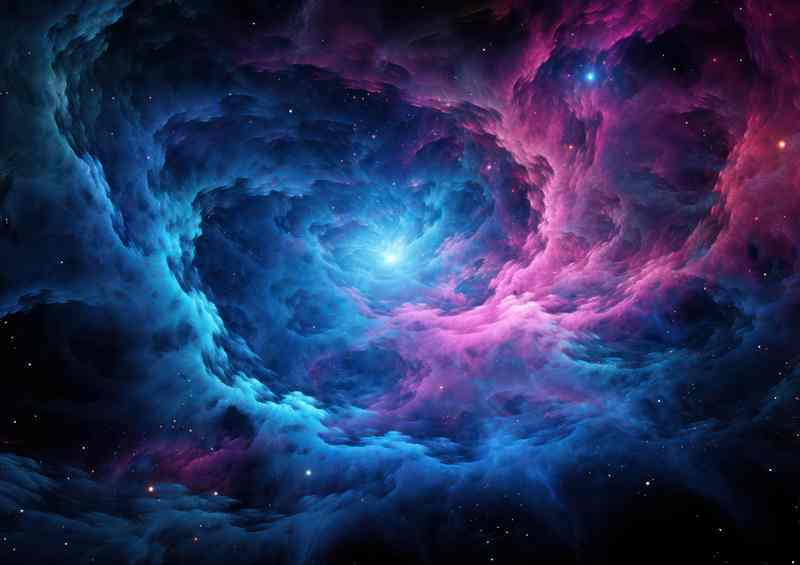 The Bright Nebula burns with pink and purple colours In Space | Poster